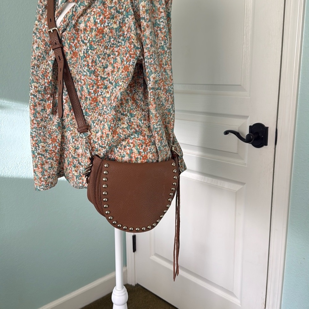 Brown Studded Crossbody Bag